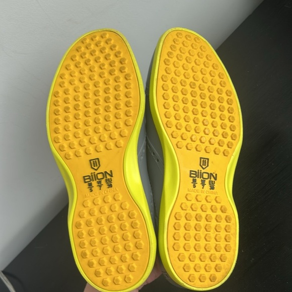 Biion Oxford Wingtip Golf Loafers Slip On Grey/Yellow Rubber Oxford Gold Shoes - Picture 12 of 16